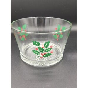 Vintage Indiana Glass Holly‎ & Berries Serving Bowl